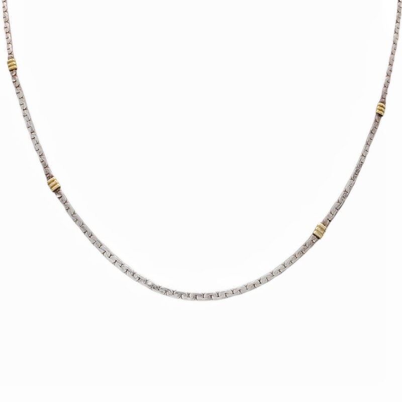 Cadena Cinta plana - Plata y Oro - Sin piedra - CD5064 sinpiedra