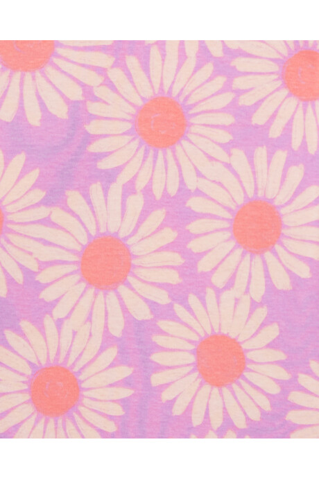 Pijama cuatro piezas de algodón, dos pantalones y dos remeras, diseño margaritas. Talles 6-10 Sin color