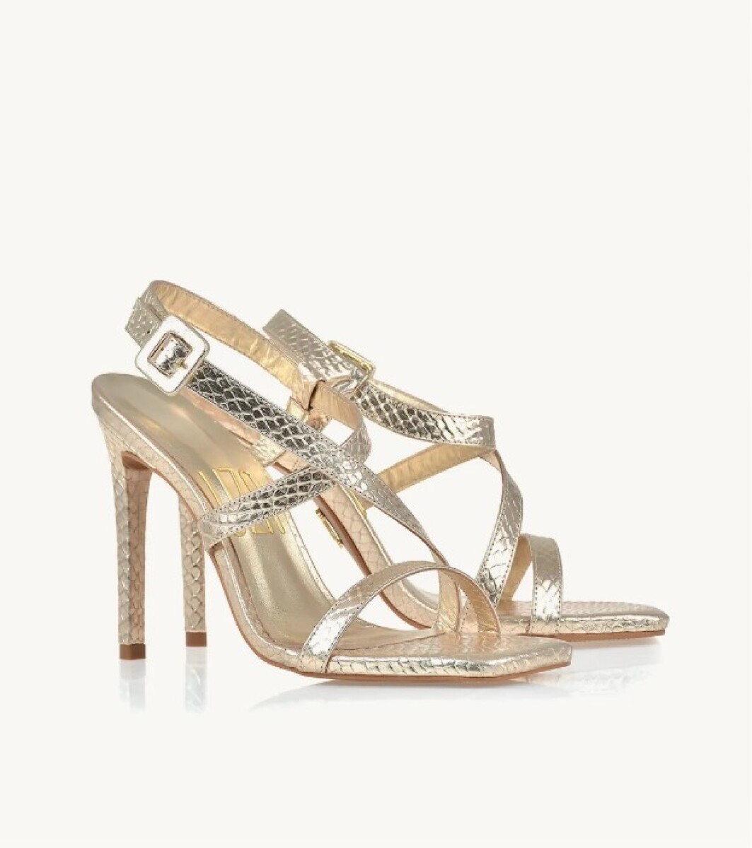 Sandalia taco alto Snake ligh gold - Dorado 