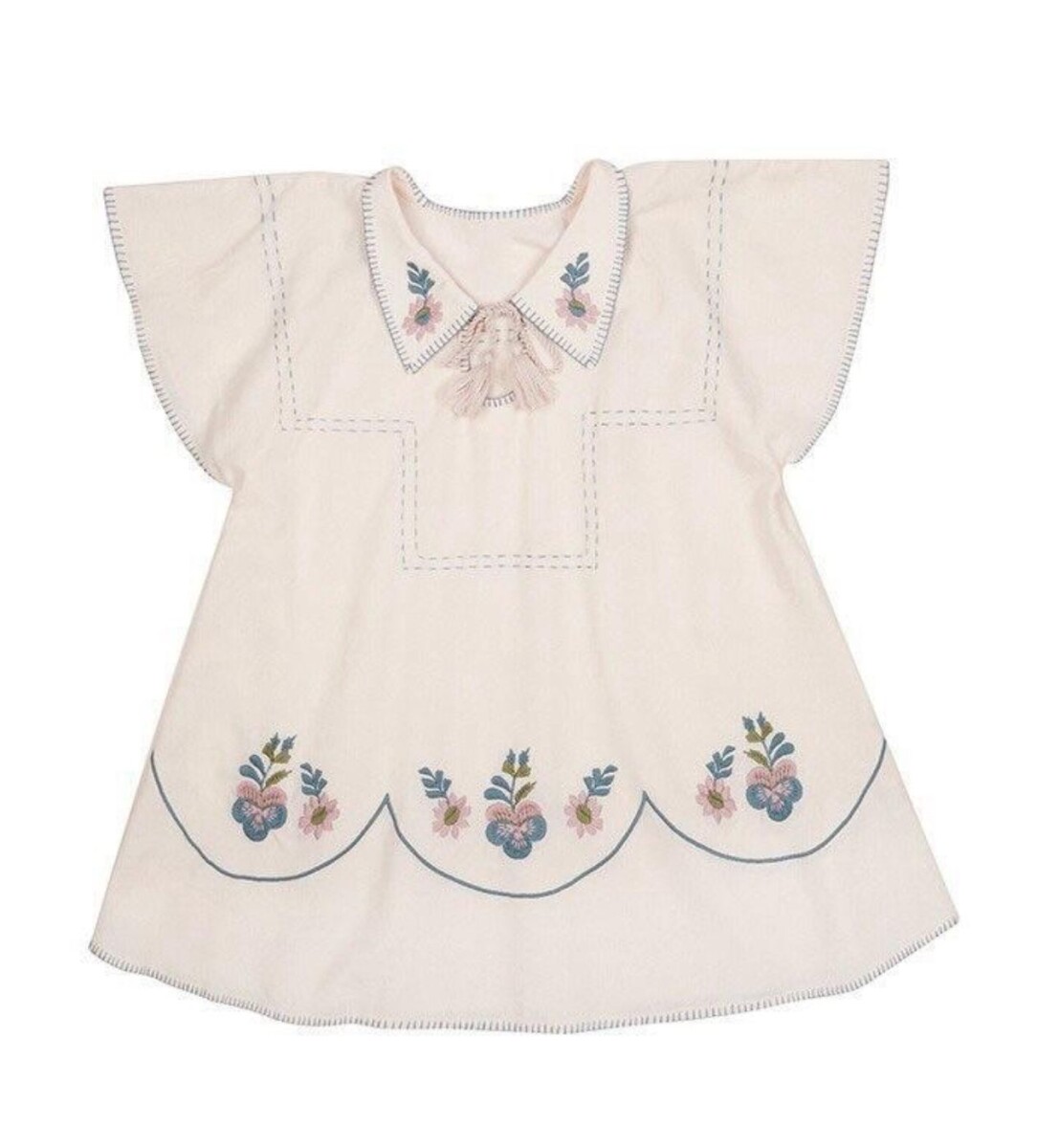 Vestido boho nude bordado 