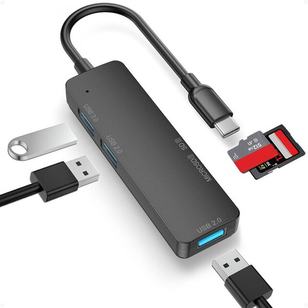 HUB Adaptador USB Tipo C 3.0 a USB A 3.0, 2.0 más Lector de Tarjetas SD Y microSD TF HUB Adaptador USB Tipo C 3.0 a USB A 3.0, 2.0 más Lector de Tarjetas SD Y microSD TF