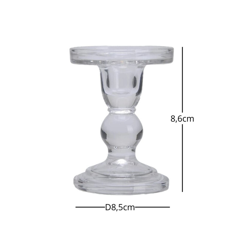 Candelabro vidrio D8.5/H8.6CM TRANSPARENTE