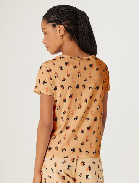 CAMISETA FEMENINA MANGA CORTA ESTAMPADA BEIGE