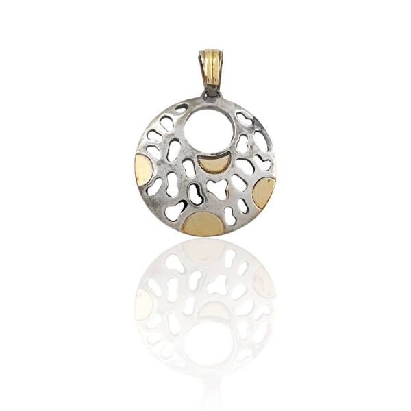 Dije Colgante Círculo-Plata 925 y Oro- Sin piedra- CP5072 sinpiedra