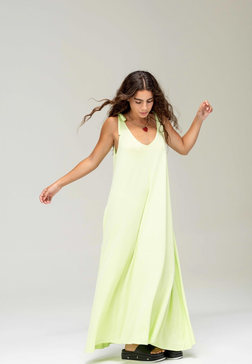 Vestido Nudo Verde Neon