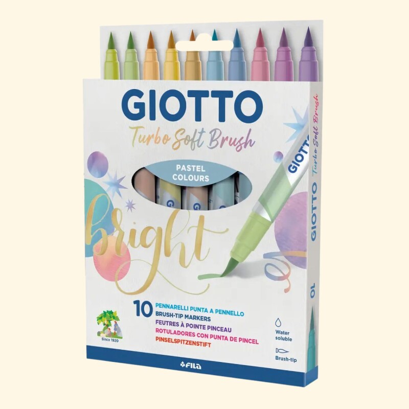 Marcador Giotto Turbo Soft Brush Colores Pastel x10 un. Marcador Giotto Turbo Soft Brush Colores Pastel X10 Un.