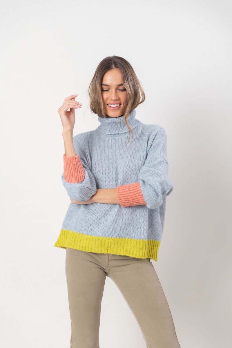 Sweater en lana Cashmere - Celeste 