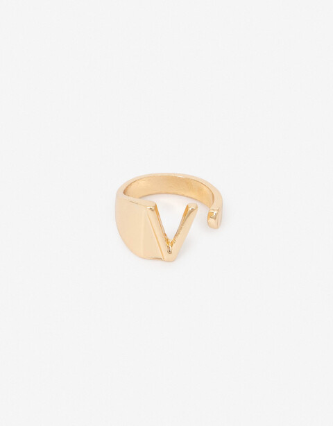 Anillos Medianos y Grandes Metal Anillo Metal "v" - Dorado