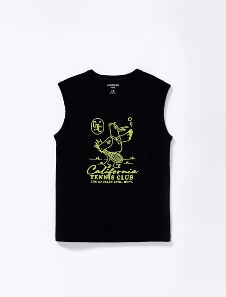 CAMISETA SIN MANGAS DE TEJIDO DE PUNTO CON ESTAMPADO NEGRO