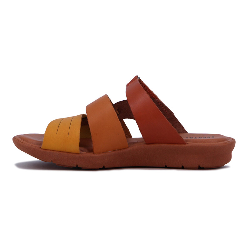 Sandalia Country Mujer Tres Tiras Dorado-multicolor