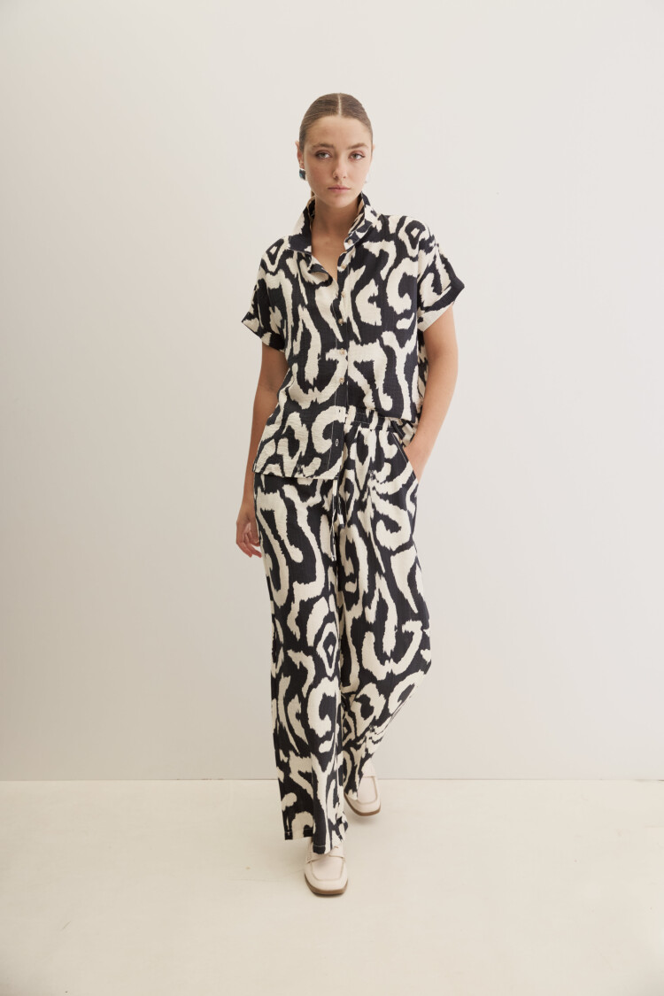 PANTALÓN SALOME PRINTED Negro/Blanco