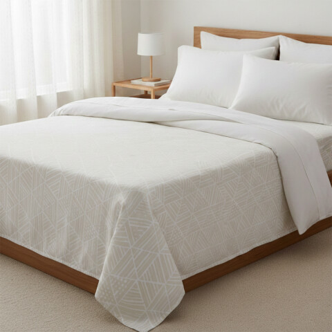 Juego Sábanas 1 Plaza Bukara 100% Microfibra 239-01 GEOM BEIGE