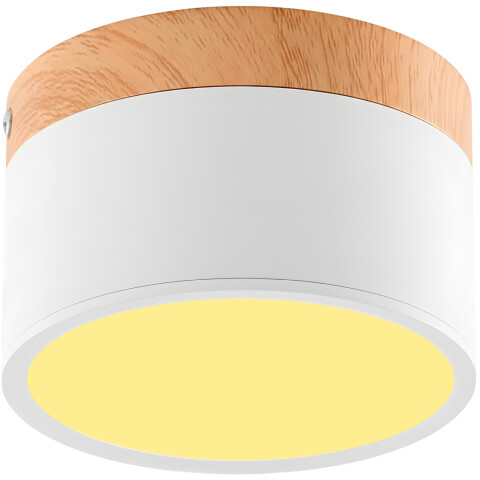 Plafón LED Techo 11 cm Madera Nórdico Luz Fría 10W Pack X 2 Blanco Cálida