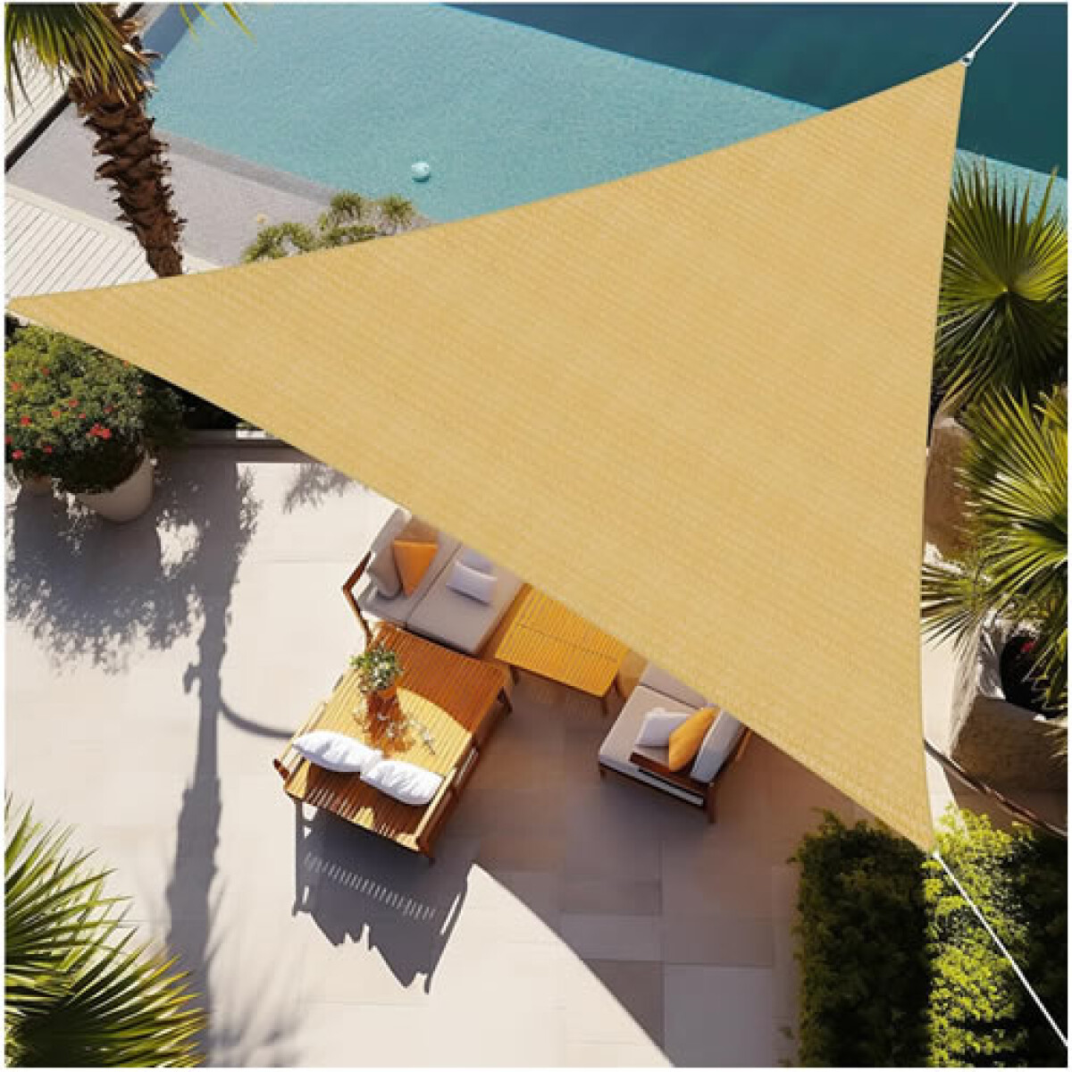 Toldo vela 6x6x6 metros sombra color TOSTADO 