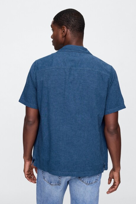 Camisa De Lino Manga Corta Hombre Bainbridge Blue