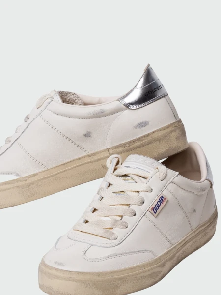 Golden Goose-Championes de cuero acordonados, Soul star Blanco
