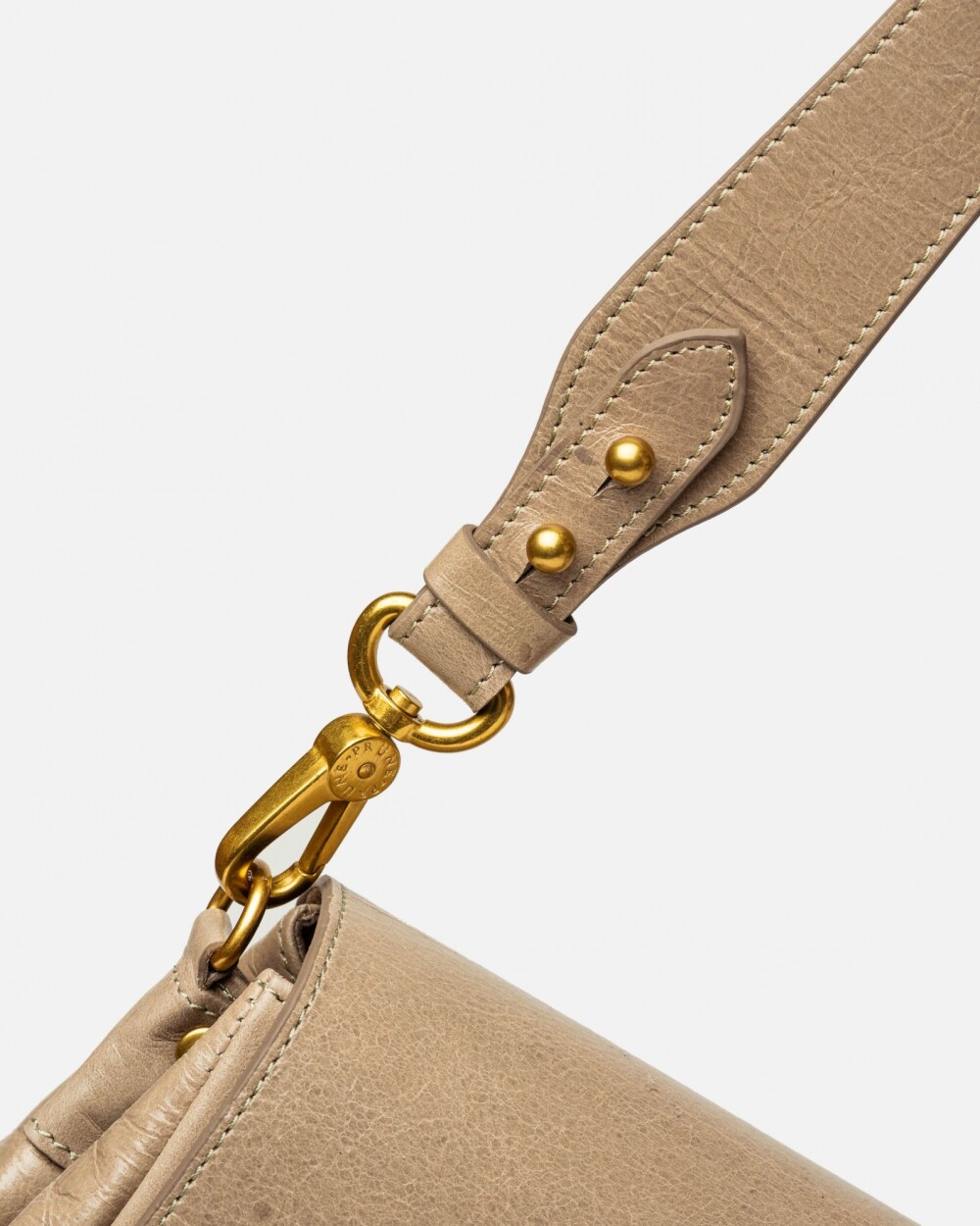 Cartera al hombro Elise en cuero arrugado Taupe