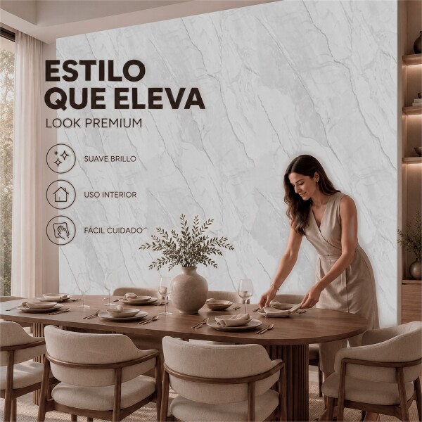 Pack x3 Placa PVC Símil Mármol 2,44x1,22m 3mm Resistente Gris Veteado 2