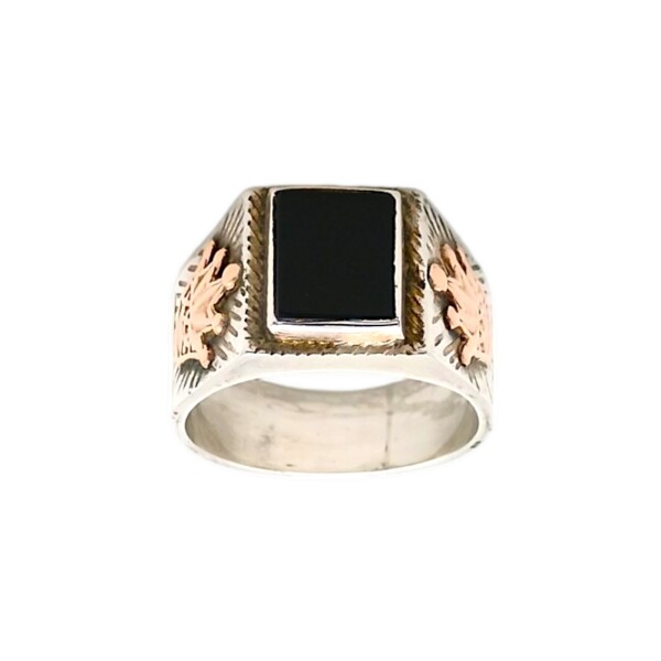 Anillo Mesa-Plata y Oro-Piedra Onix-AN5163 conpiedra