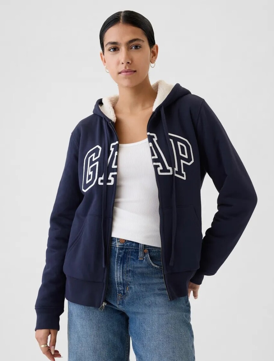 Canguro Con Corderito Logo Gap Mujer - Navy Uniform 