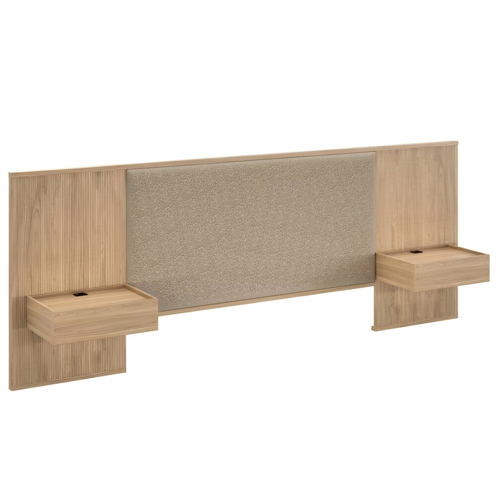 Respaldo King tapizado con mesa de luz Liam - Moderna Hanover