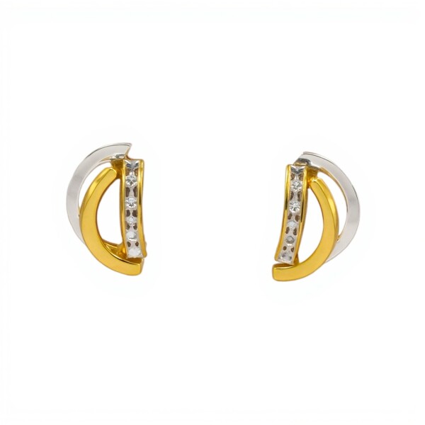 Caravanas Elegantes de oro - Oro bajo - Zirconia - CA8134 conpiedra