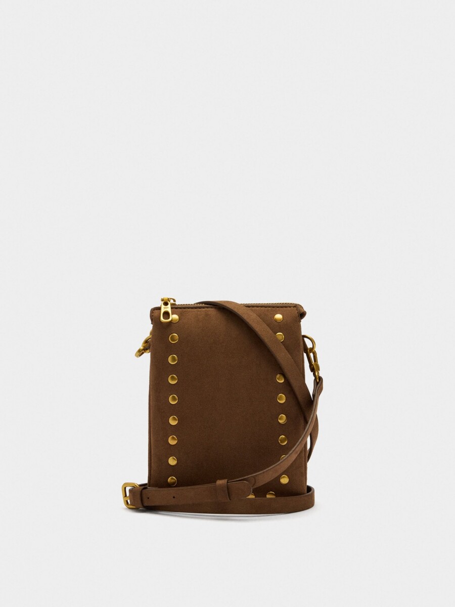 Bolso Bandolera Con Textura Y Tachuelas taupe