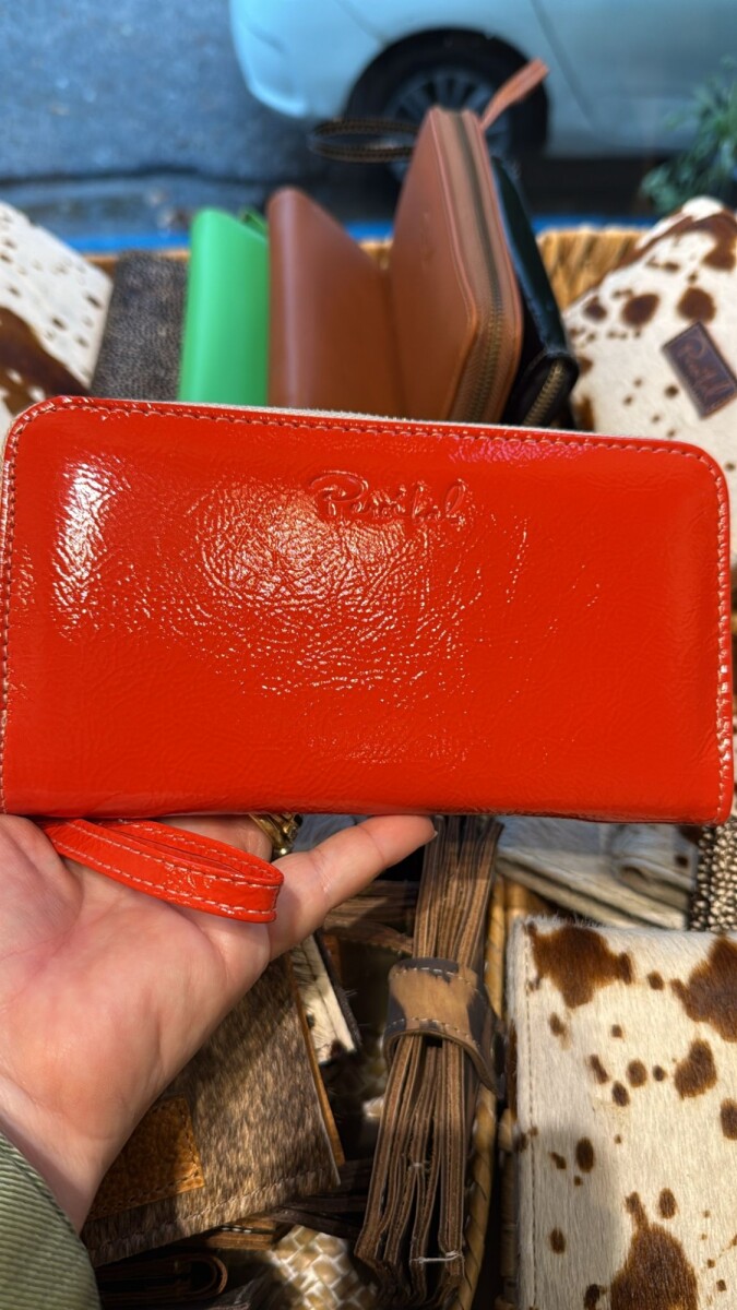 Billetera Zip Mediana - Rojo Charol 
