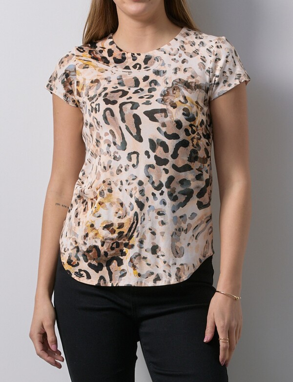 Remera Modal Animal Print MULTI/BEIGE