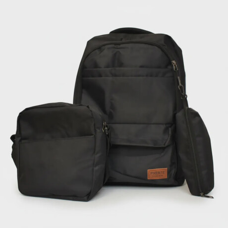 Set Mochila Bolso Cartuchera Alumno Resistente 3 Piezas Negro
