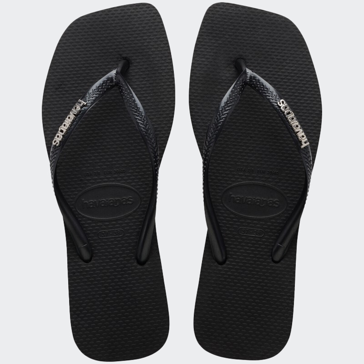 Ojotas Havaianas Slim Square Logo Metallic - Negro 