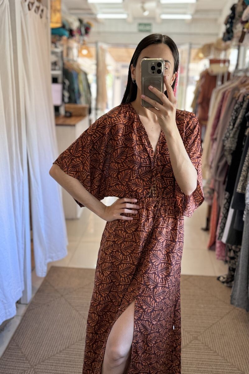 Vestido Manu de seda Tonos naranjas y terracota
