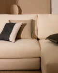 Almohadón Niven 100% lino beige jaspeado con rayas laterales 45 x 45 cm