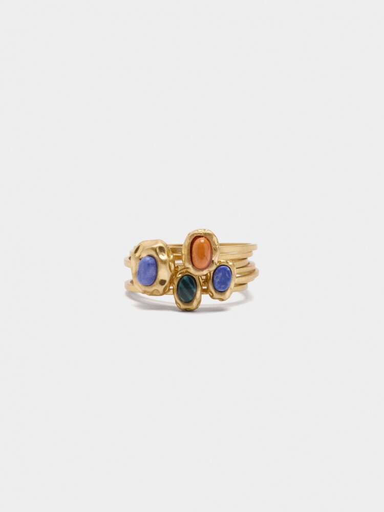 Set De Anillos Con Piedras multicolor