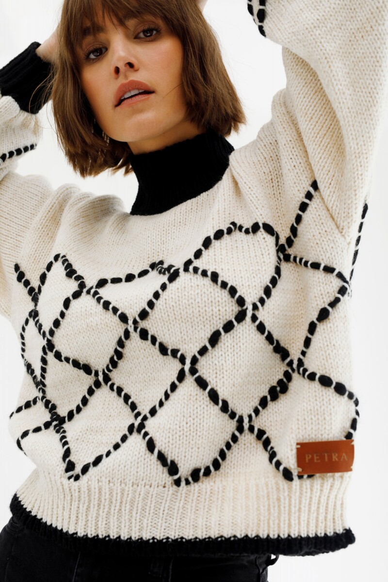 Sweater Inca Blanco/Negro