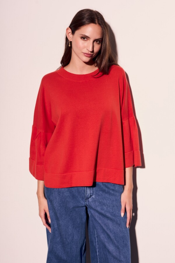 Sweater Manga Volados Rojo