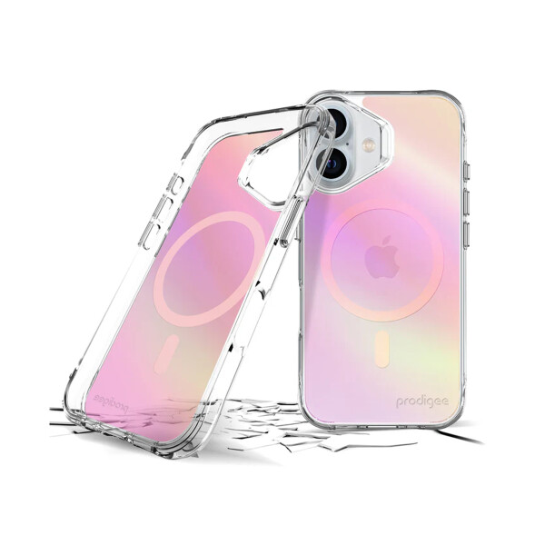 Protector Prodigee Glow para iPhone 16 tornasolado Protector Prodigee Glow Para Iphone 16 Tornasolado