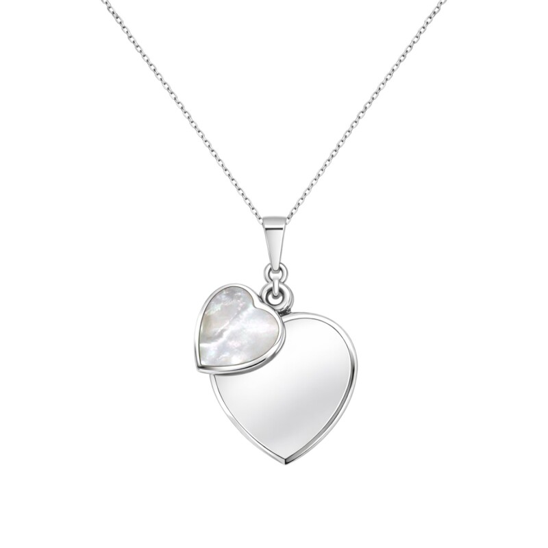 Dije doble corazón - Plata 925 - nacar - CP4764 conpiedra