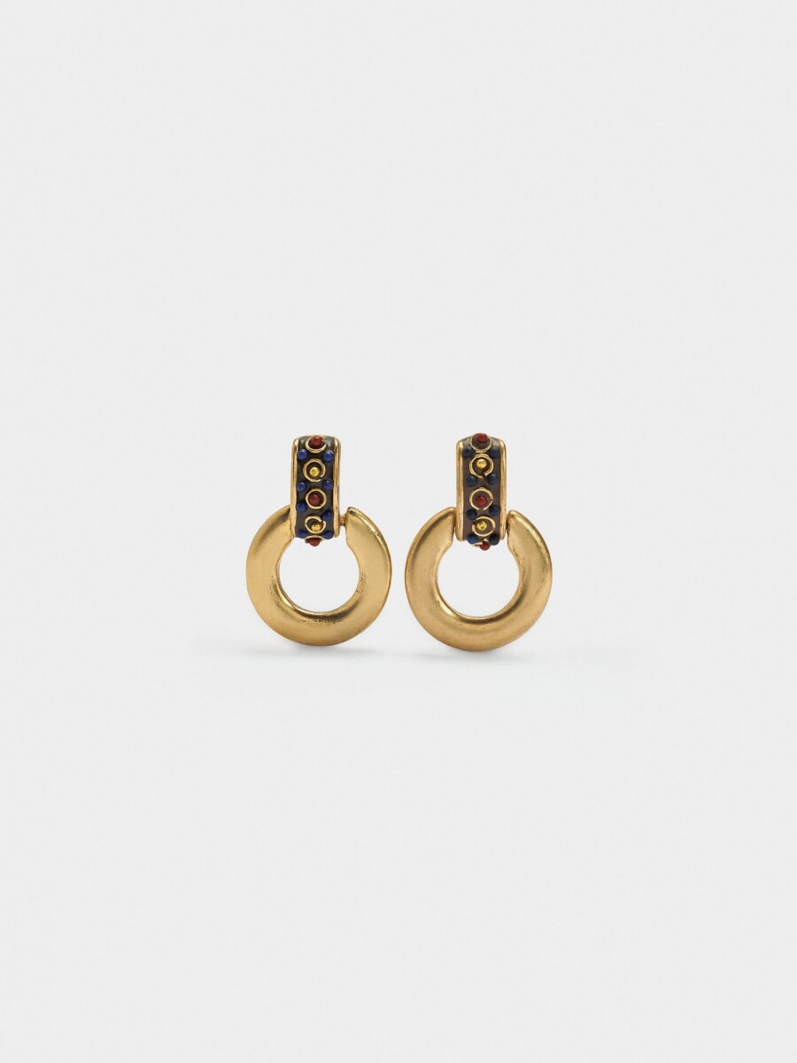 Pendientes Étnicos De Aro multicolor