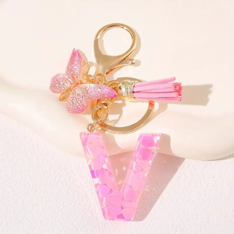 Llavero de letras V rosa