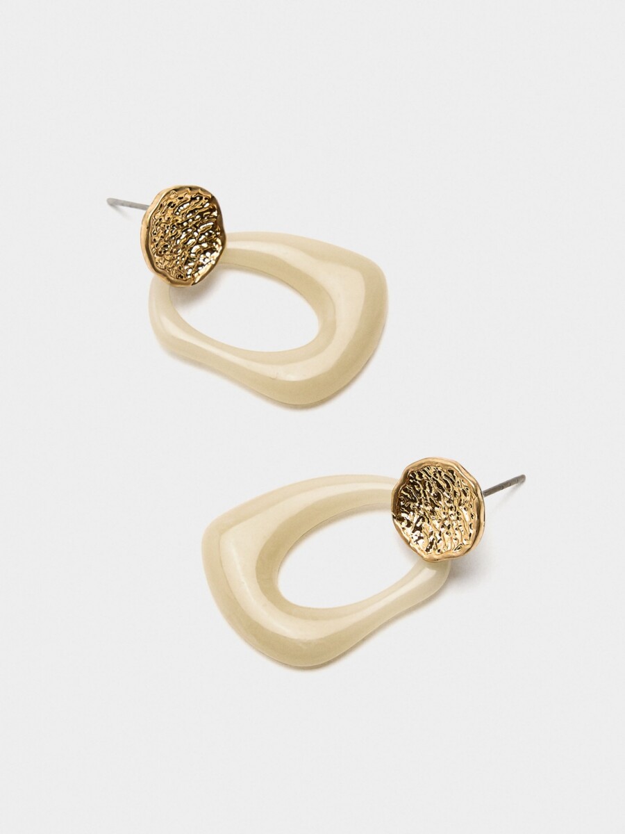 Pendientes Largos Con Aro beige