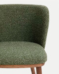 Taburete Ciselia chenilla gruesa verde oscuro y patas de madera maciza de fresno acabado tono nogal Taburete Ciselia chenilla gruesa verde oscuro y patas de madera maciza de fresno acabado tono nogal
