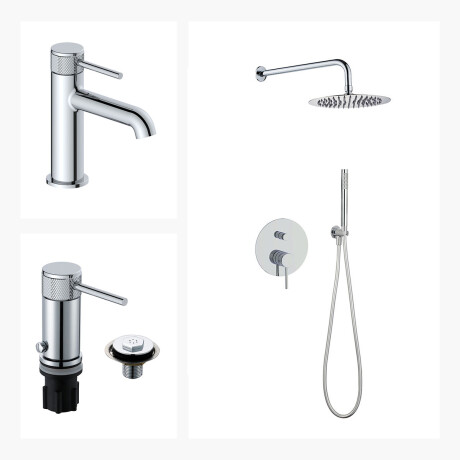CROMO BRILLO JUEGO DE GRIFERIA BAÑO LAVABO BIDET Y DUCHA 000