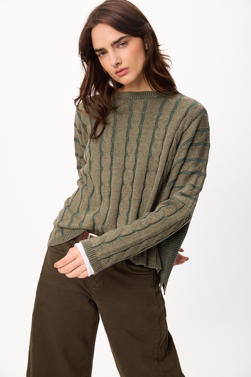 Sweater Oceano Crop Verde Claro/Oscuro