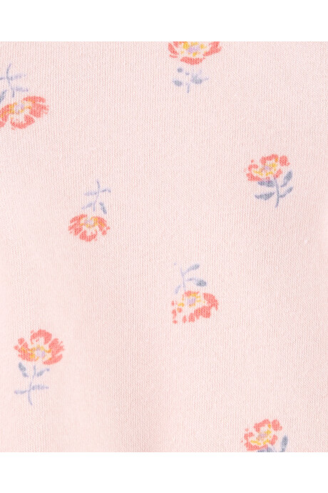 Buzo de algodón con felpa con volados diseño flores Sin color