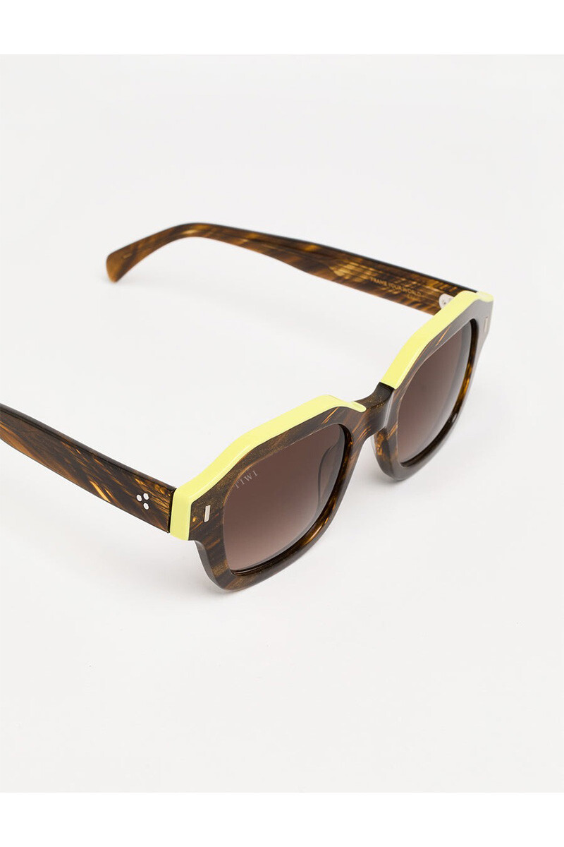 Lentes Tiwi Carole Acetate Stripe Brown/lime Topline With Blue L