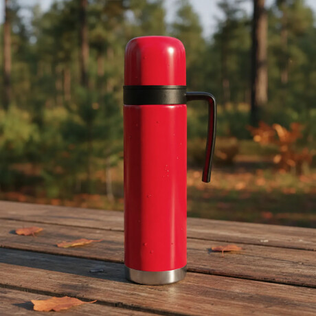 Termo Arriero Ac. Inox 750ml Manija Fija Mantiene Frío Calor Rojo