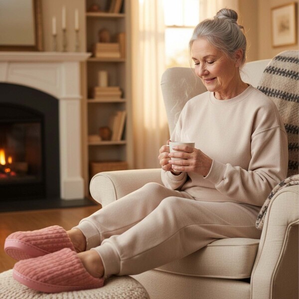 Pantufla Danesa De Dama Slide Cómoda Abrigada Invierno Color Rosado