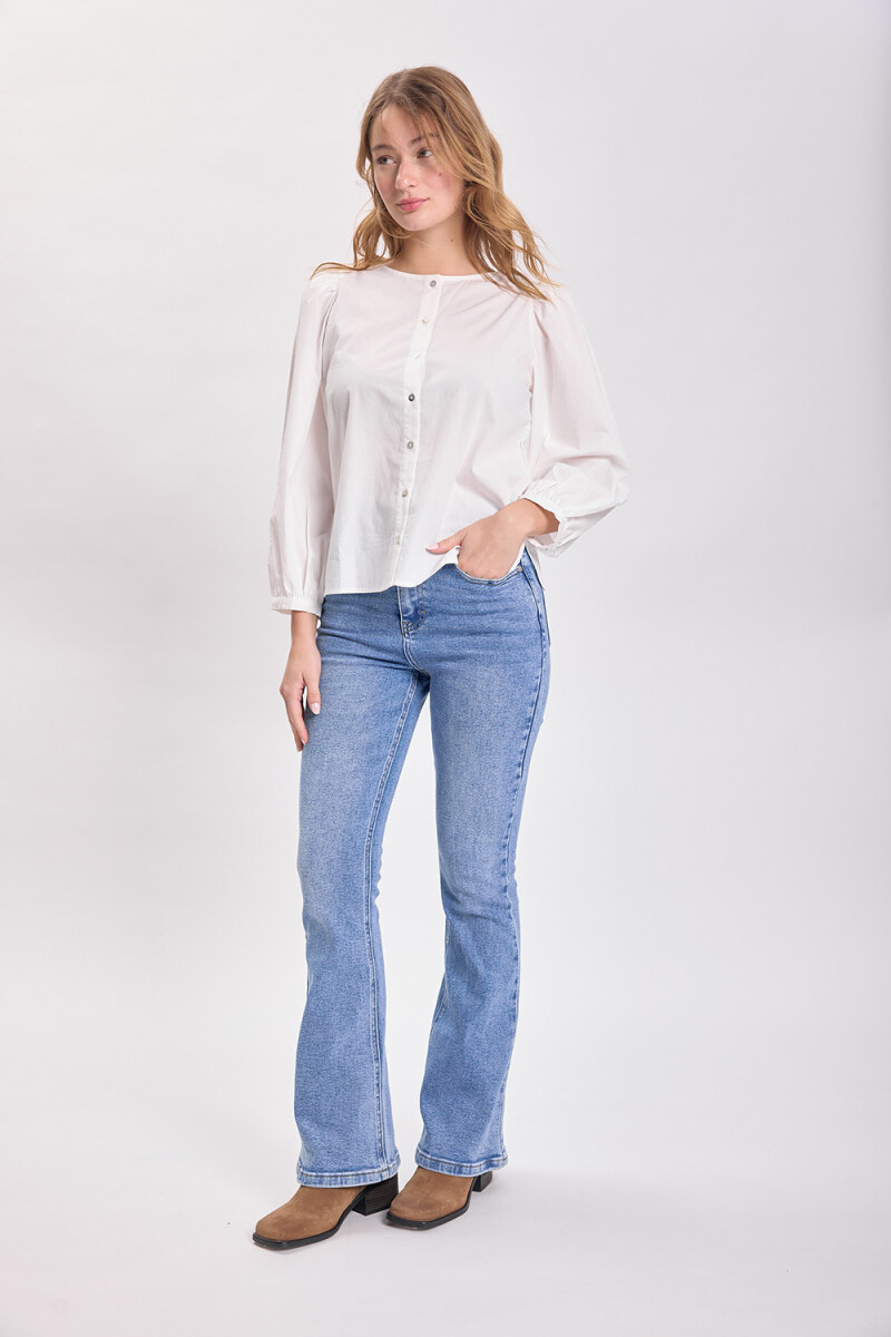Blusa manga balloon Blanco