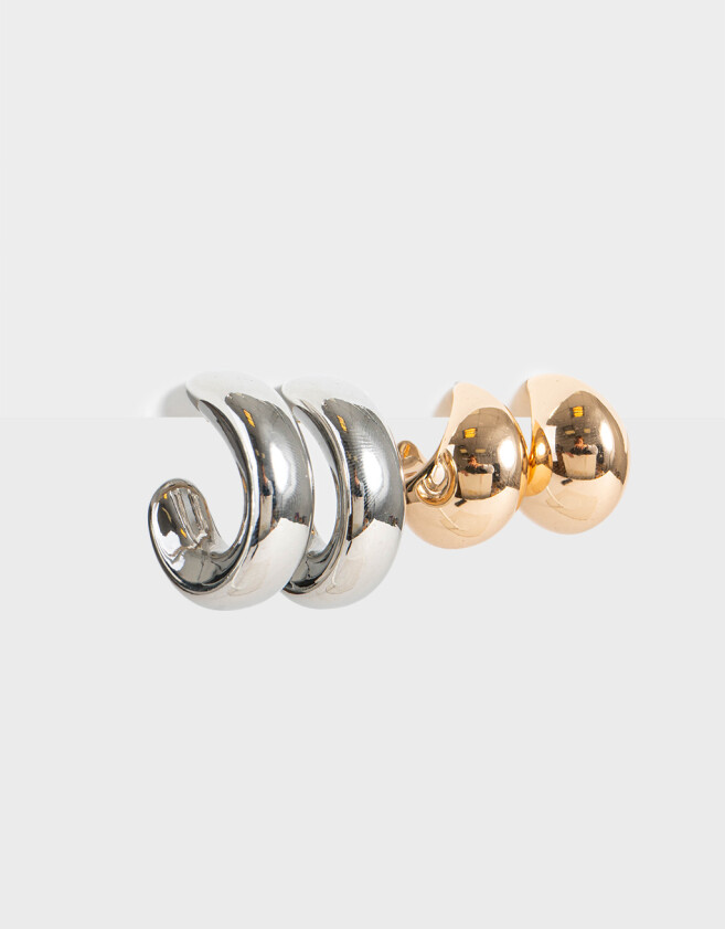 Aros Argollas Set Mix plaiting Set De Aros Chunky - Combinacion Bicolor